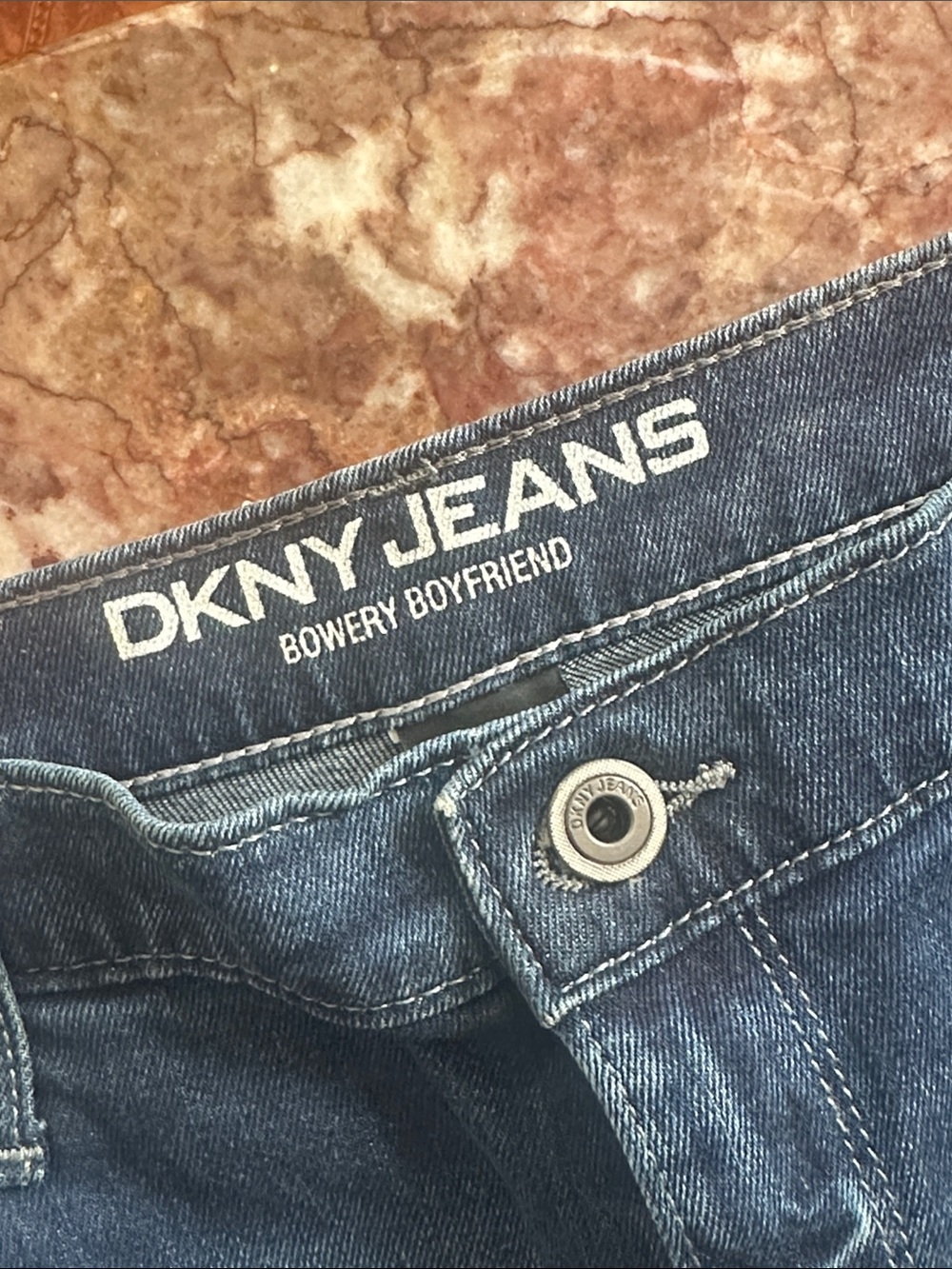 Dkny Women’s Distressed Dark Blue Straight Jeans - Picture 6 of 15
